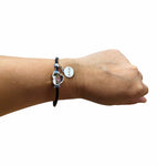 Personalisierter Foto-Armband aus echtem Leder mit Herz-Charm und eingraviertem Anhänger | aus Edelstahl (nickelfrei)