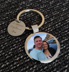 Personalized photo keychain with double sided engravable tag