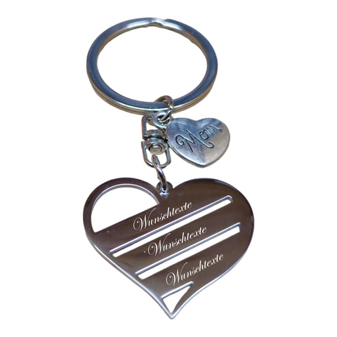 Personalisierte Geschenke - Gravierter persosnalisierter Schlüsselanhänger Herz Form