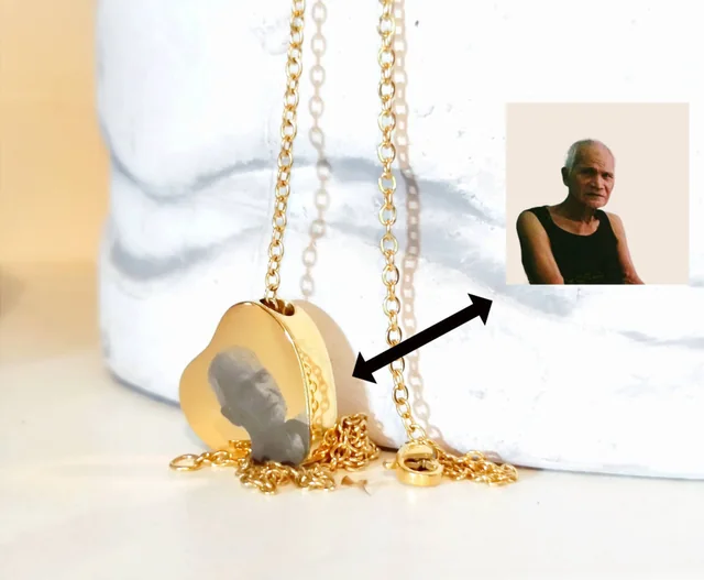 Goldene Urnen-Halskette mit Fotogravur