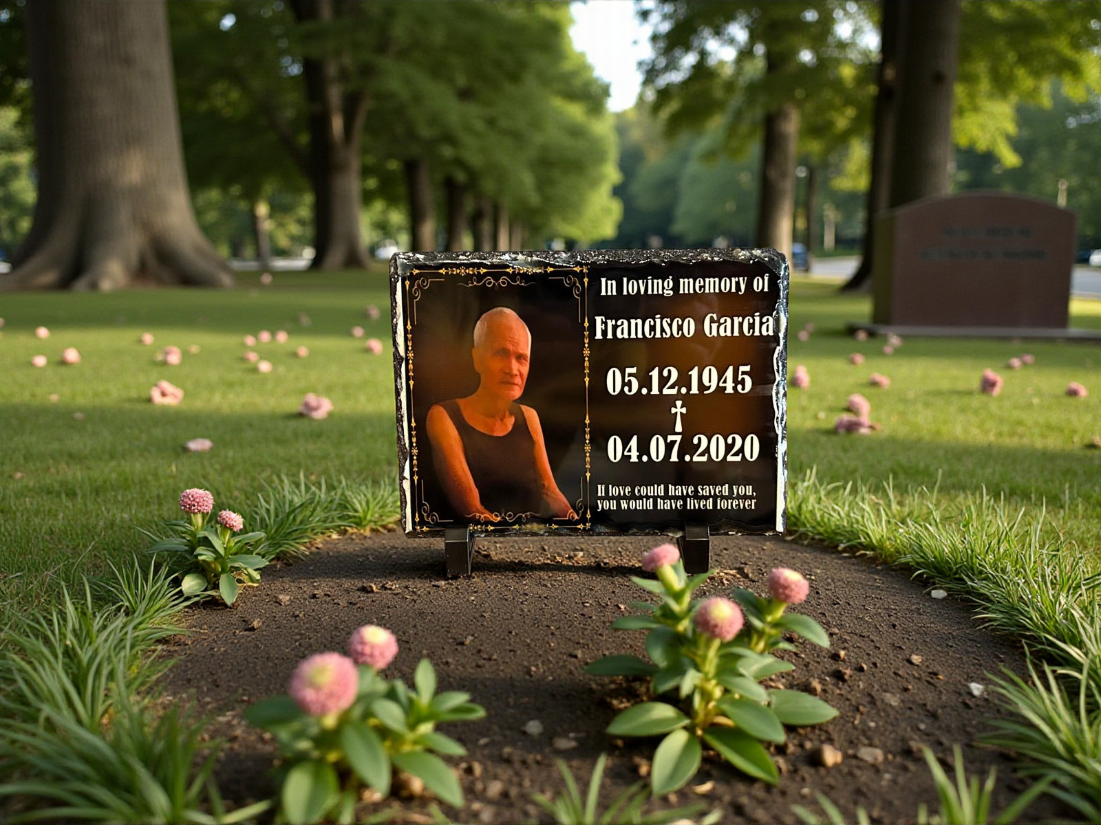 Personalisierter wasserdichter Grab-Fotorahmen Grabdekorationen für den Außenbereich