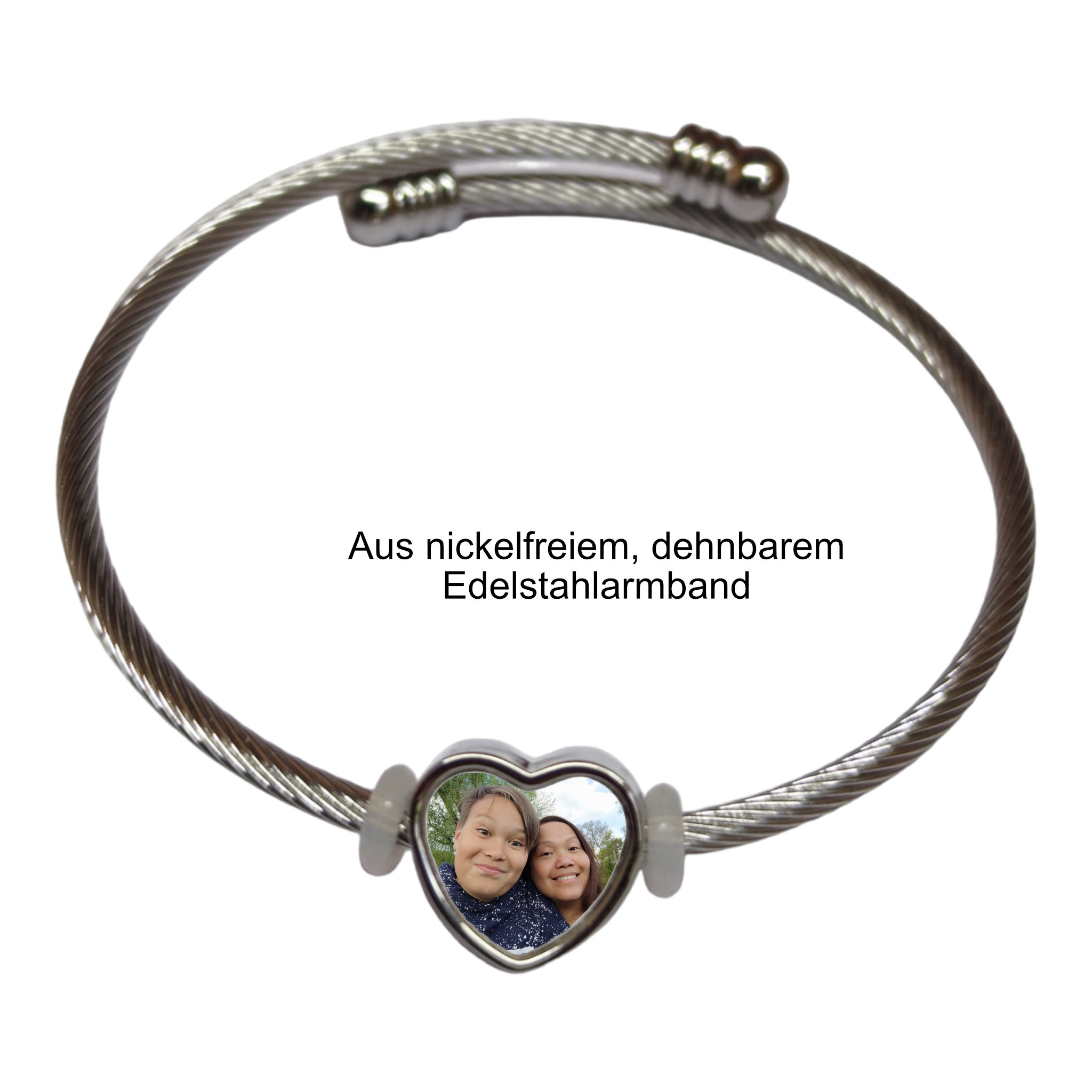 Personalisierter dehnbarer Armreif HERZ Charm