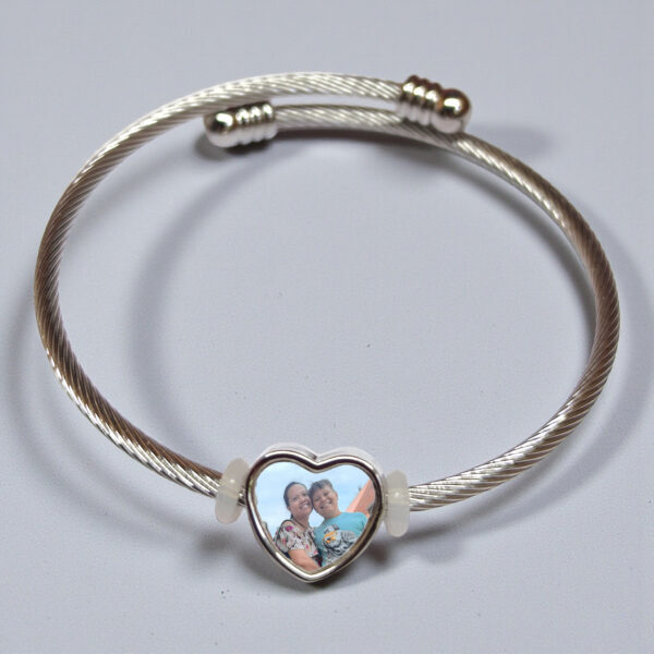 Personalisierter Foto-Herz-Charm - Edelstahl Armreif
