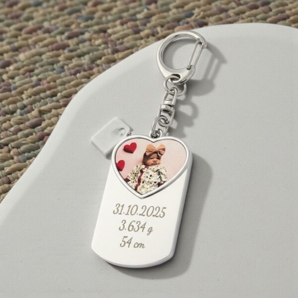 Personalisierter Foto-Schlüsselanhänger | doppelseitig gravierbar und bedruckbar