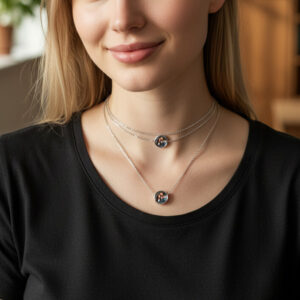 Verstellbare personalisierte Foto-Halskette, runder Foto-Anhänger 10 mm