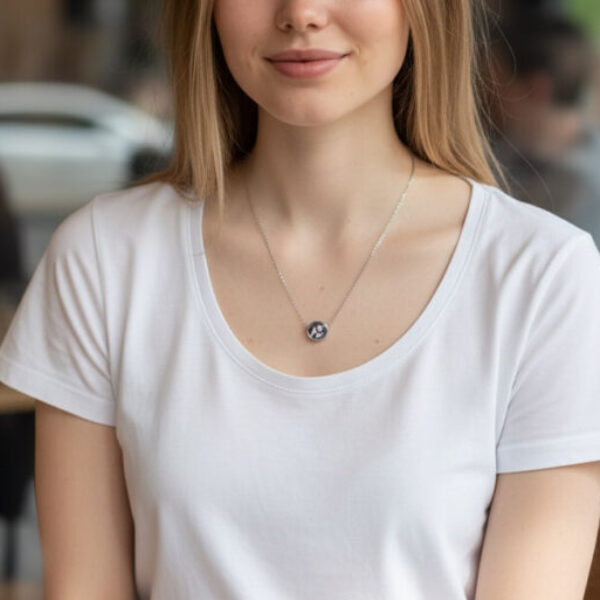 Verstellbare personalisierte Foto-Halskette, runder Foto-Anhänger 10 mm