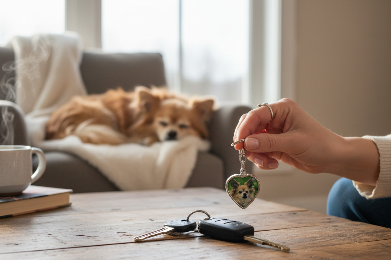Personalisierter Urnen-Foto-Gravur-Schlüsselanhänger für die Asche von Haustieren und Menschen